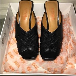 Black open toed Michael Kors heels
